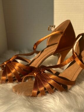 Capezio Satin Strappy Dance Heels in Copper